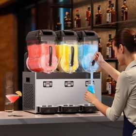 Commercial Slushy Machine, 12Lx3 Triple Tank Frozen Drink Machine, 144 Cups Stainless Steel Margarita Smoothie Frozen Drink Maker
