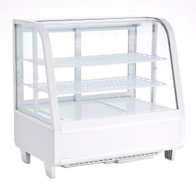 Refrigerated Display Case, 3.5 Cu.Ft./100L Countertop Pastry Display Case, 2-Tier Commercial Cake Refrigerator with LED Lighting, TURBO Cooling
