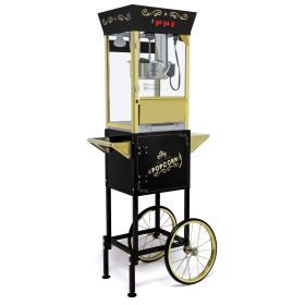 12oz Popcorn Machine Cart, Popcorn Cart with Wheels, Vintage Popcorn Machine with Stainless Steel Kettle