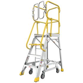 4 Step 375lbs Aluminum Rolling Platform Ladder (Option: Silver)