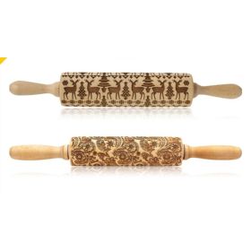 Rolling Pin Christmas Embossing (Option: Reindeer+B 35cm)