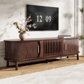 Modern Farmhouse TV Stand For 75 TVs, Wood Entertainment Center With Storage Cabinet, TV Console Table For Living Room, Bedroom (Option: Dark Brown)