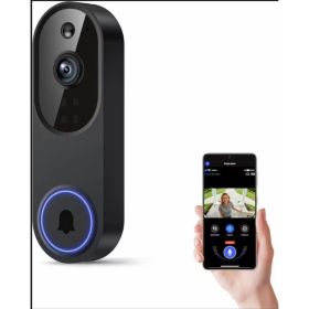 Wireless Video Door Phone Ring  Cordless Home Security Camera With Mobile App (Option: Black)