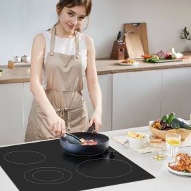 Built-in Electric Cooktop Radiant Ceramic Cooktop 4 Burners 30.3x20.5 Inch (Option: Black)